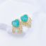 Fashion Blue Gold-plated Copper Inlaid With Zirconium Love Tassel Earrings (single)