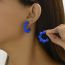 Fashion Blue Acrylic Ball Bead C-shaped Earrings