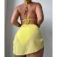 Fashion Yellow Polyester Halterneck Hollow One-piece Swimsuit Two-piece Set