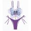 Fashion Purple Polyester Drawstring Lace-up Tankini Swimsuit Bikini