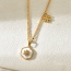 Fashion Gold Titanium Steel Inlaid Zirconium Shell Flower Pendant Necklace