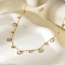 Fashion Gold Titanium Steel Inlaid Zirconium Shell Round Pendant Necklace