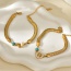 Fashion Golden 2 Titanium Steel Inlaid With Zirconium Sequin Butterfly Pendant Round Turquoise Snake Bone Chain Bracelet