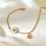 Fashion Gold Titanium Steel Inlaid Zirconium Shell Flower Pendant Bracelet
