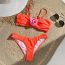 Fashion Orange Red Three-dimensional Flower One-piece Swimsuit Bikini