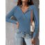 Fashion Grey Polyester Lapel Knitted Sweater