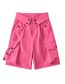 Fashion Rose Red Flap Pocket Cargo Straight-leg Shorts