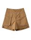 Fashion Coffee Color Polyester Pocket Cargo Shorts
