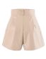 Fashion Apricot Polyester One Button Color Contrast Shorts