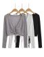 Fashion Grey Polyester Lace Up Sunscreen Cardigan