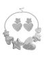 Fashion Silver Metal Irregular Geometric Pentagon Heart Heart Earrings Necklace Set