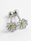 Fashion Silver Titanium Steel Drop Oil Flower Piercing Earrings (single)