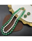 Fashion Necklace Alloy Green Dongling Agate Pearl Beaded Double Layer Necklace