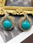 Fashion Turquoise Ear Clips Alloy Round Turquoise Ear Clip