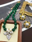 Fashion Ear Clip Alloy Green Agate Round Pearl Earrings