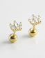 Fashion Golden Single Metal Inlaid Zirconium Geometric Piercing Stud Earrings (single)