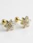 Fashion Golden Single Titanium Steel Inlaid Zirconium Flower Piercing Stud Earrings (single)
