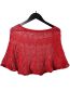 Fashion Red Solid Color Pullover Open Knit Shawl