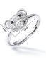 Fashion Platinum Three-dimensional Bear Copper And Diamond Bear Ring