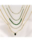 Fashion Gold-rose Diamond Metal Zirconia Prong Chain Necklace