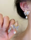 Fashion Fuchsia Alloy Drip Oil Butterfly Pearl Earrings