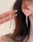 Fashion Necklace - Silver - Cross Tassels (set Of Two) Alloy Diamond Tassel Necklace Earrings Set Of Two