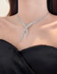 Fashion Necklace - Silver - Cross Tassels (set Of Two) Alloy Diamond Tassel Necklace Earrings Set Of Two