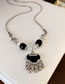 Fashion Necklace - Silver Alloy Diamond Shell Safety Lock Beaded Necklace