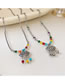 Fashion Necklace - Silver Glass Colorful Glass Beaded Lock Necklace