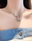 Fashion Necklace - Silver Crystal Colorful Crystal Beaded Lock Necklace