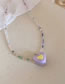 Fashion 2# Necklace - Silver Heart Acrylic Geometric Beaded Necklace