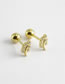 Fashion Golden Single Titanium Steel Inlaid Zirconium Leaf Piercing Stud Earrings (single)