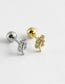 Fashion Golden Single Titanium Steel Inlaid Zirconium Leaf Piercing Stud Earrings (single)