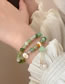 Fashion Stretch Bracelet - Yellow Green Glass Bead Beaded Flower Lotus Pod Bracelet