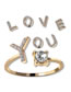 Fashion White K#s Alloy Diamond 26 Alphabet Open Ring