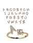 Fashion Golden #t Alloy Diamond 26 Alphabet Open Ring