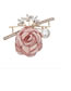 Fashion 4# Alloy Diamond Leaf Fabric Flower Brooch