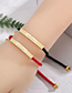 Fashion Black Rope Braided Red Rope Small Gold Bar Bracelet
