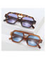 Fashion Gray Frame Light Blue Film Pc Double Beam Square Sunglasses