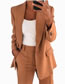 Fashion Apricot Top + Pants Polyester Lapel Pocket Blazer Straight-leg Trouser Set