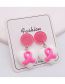 Fashion Rose Red Plastic Heart Bow Earrings