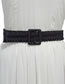 Fashion White Japanese Buckle Lace Faux Leather Wide Belt