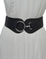 Fashion Black Elastic Wide Waist Belt With Metal Ring
