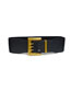 Fashion Black Elastic Wide Waist Belt With Metal Square Buckle