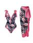 Fashion Flamingo Suit Polyester Printed One-piece Swimsuit Knotted Beach Dress Set