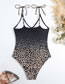 Fashion Black Dot Suit Polyester Printed One-piece Swimsuit Knotted Beach Dress Set