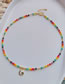 Fashion 2# Colorful Crystal Beaded Moon Medal Necklace