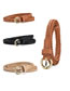 Fashion Khaki Pu Copper Buckle Braided Thin Belt