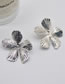 Fashion Silver Metal Large Flower Stud Earrings
