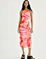 Fashion Color Mesh Print Halterneck Dress